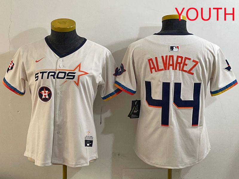 Youth Houston Astros 44 Alvarez Cream Fourth generation Joint Name Nike 2025 MLB Jersey style 7